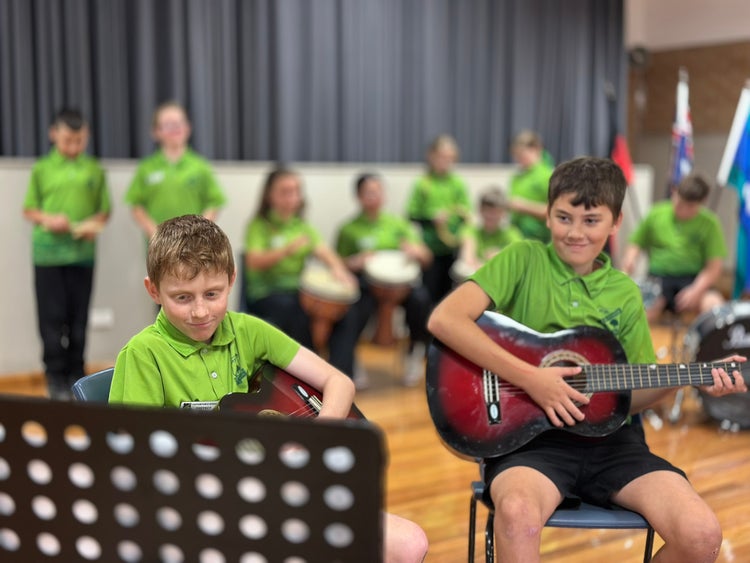 students with musical instruments