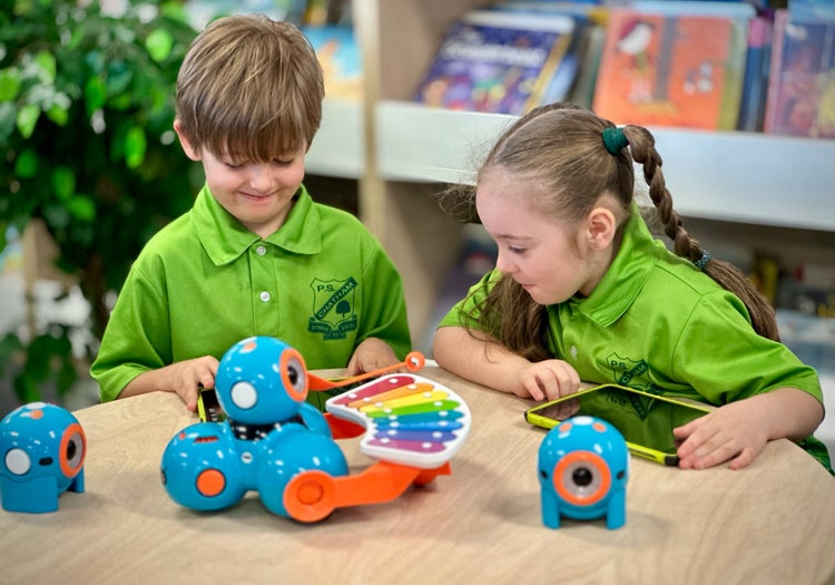 Year 1 students working with ibots