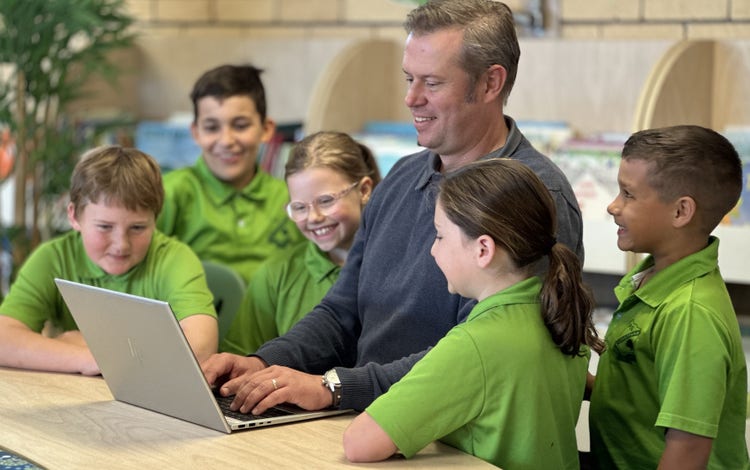 students with a teacher